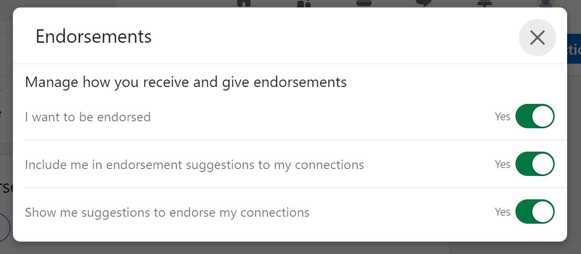 Endorsement settings