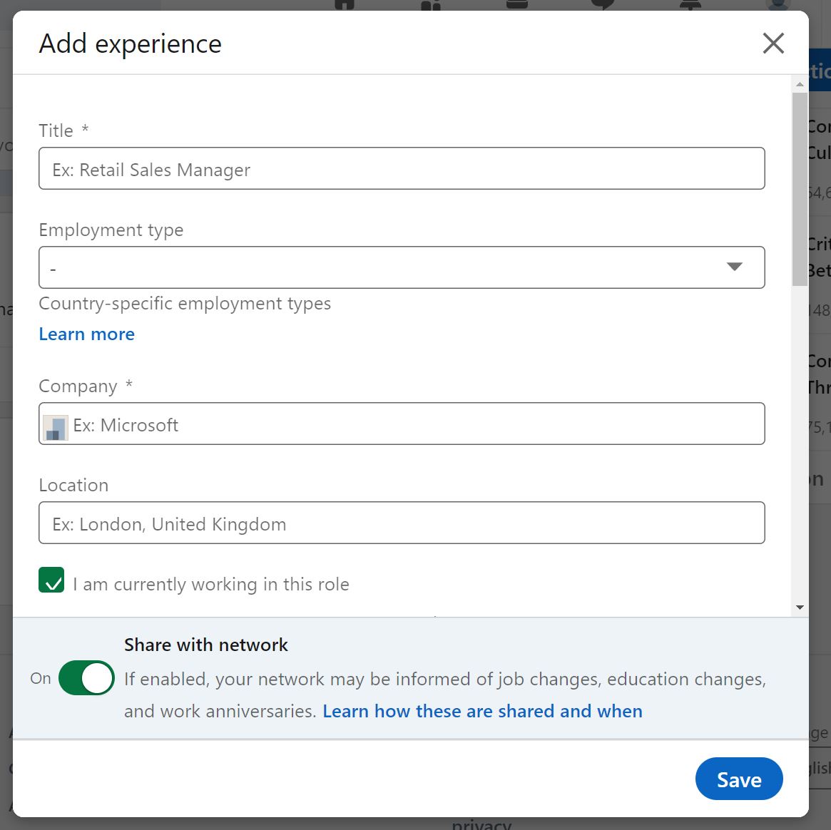 職務履歴の追加フォーム